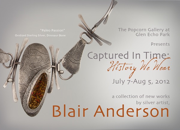 Silver necklace jewelry art exhibition poster.