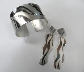 sand blasted sterling silver earrings and bracelet