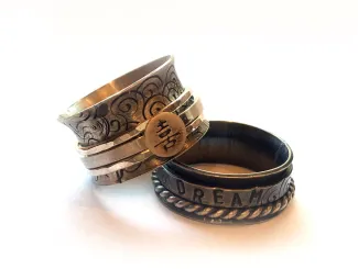 Textured silver spinner rings