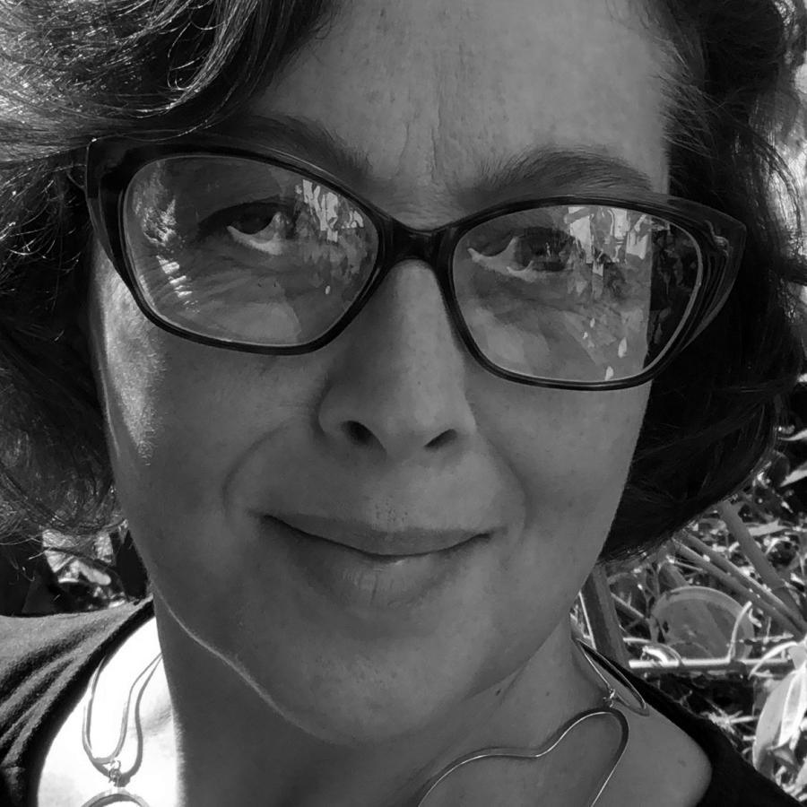 A woman wearing glasses