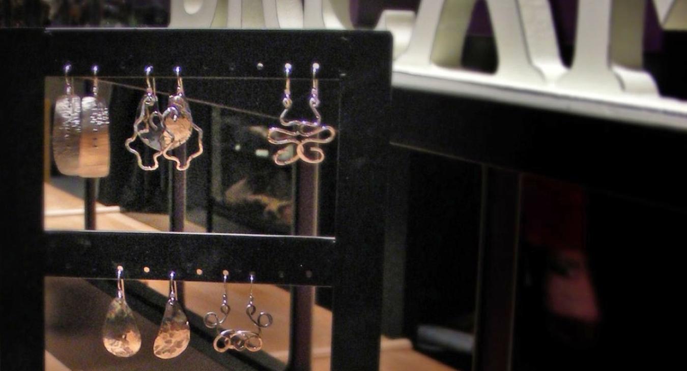 A rack of earrings