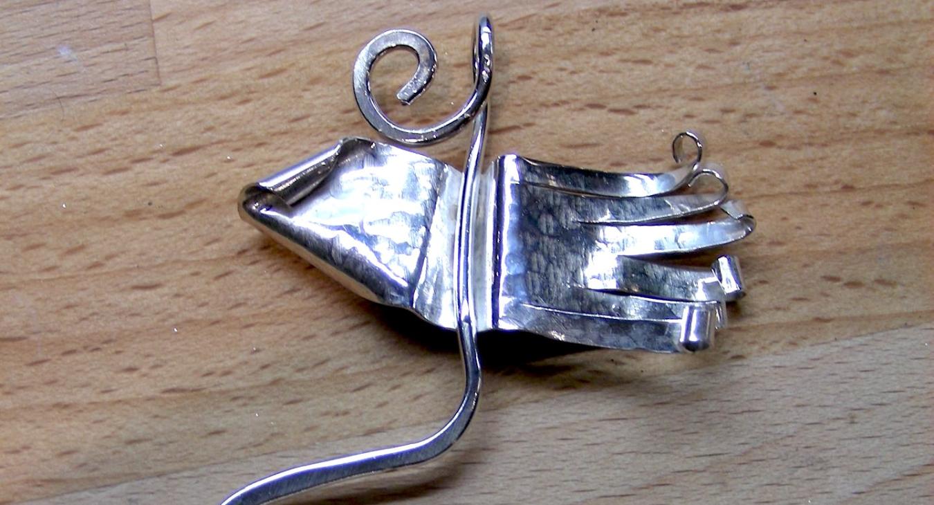 Sculptural silver pendant