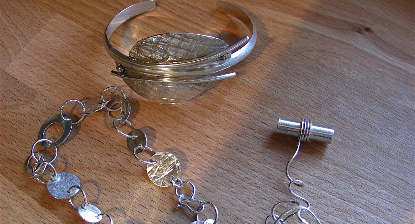 Bracelets and wire pendant