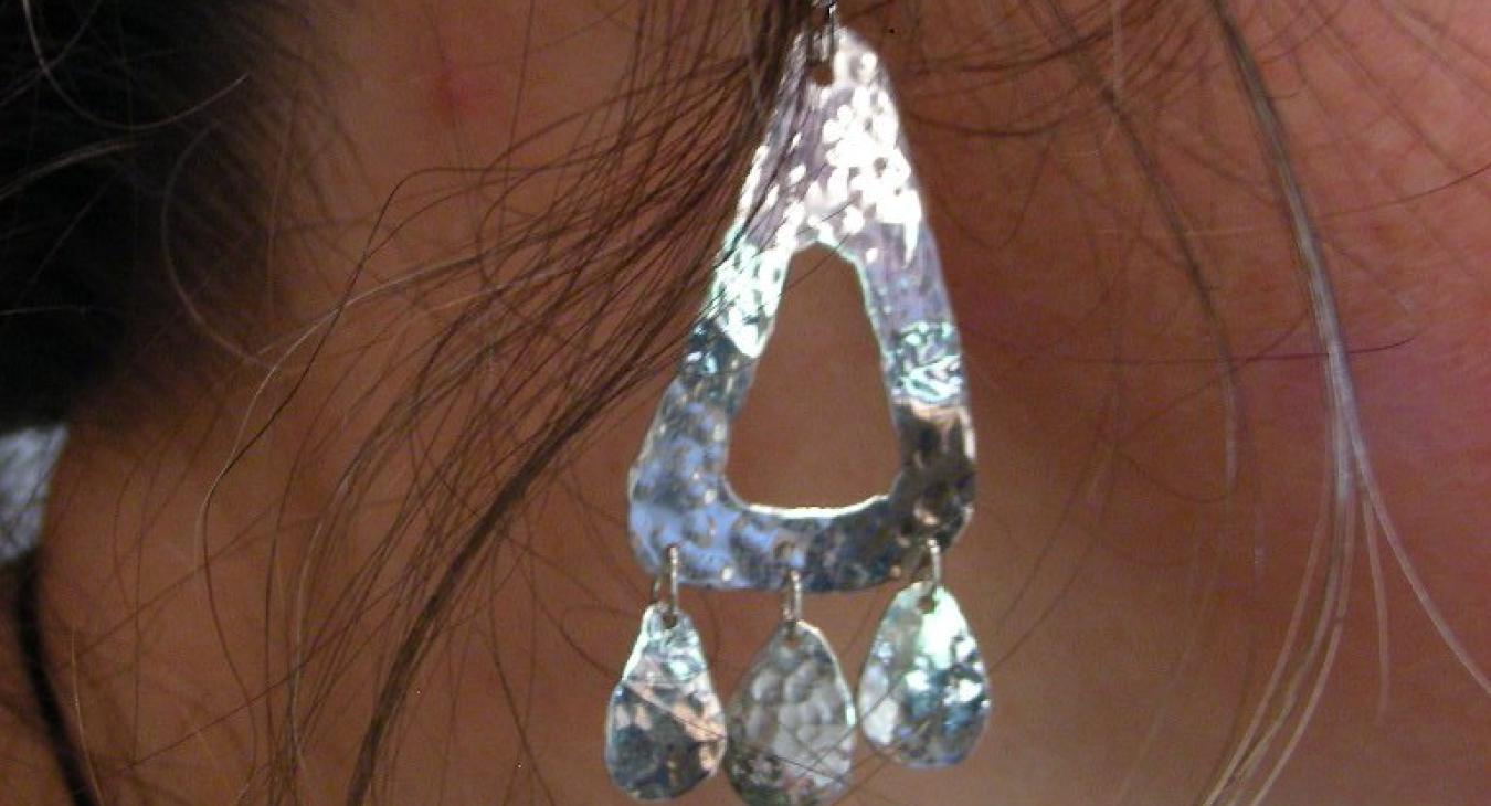 Hammered dangle earrings by Samantha