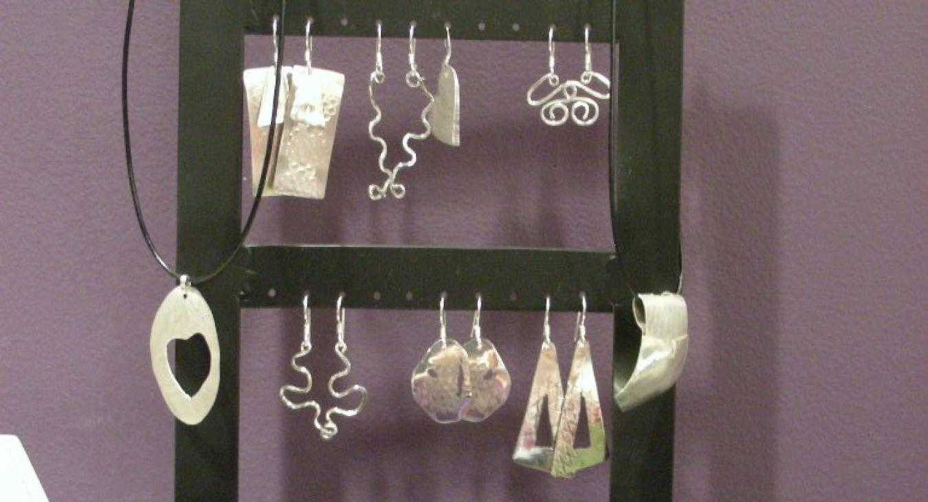 Silver twisted wire and sawed sheet earrings