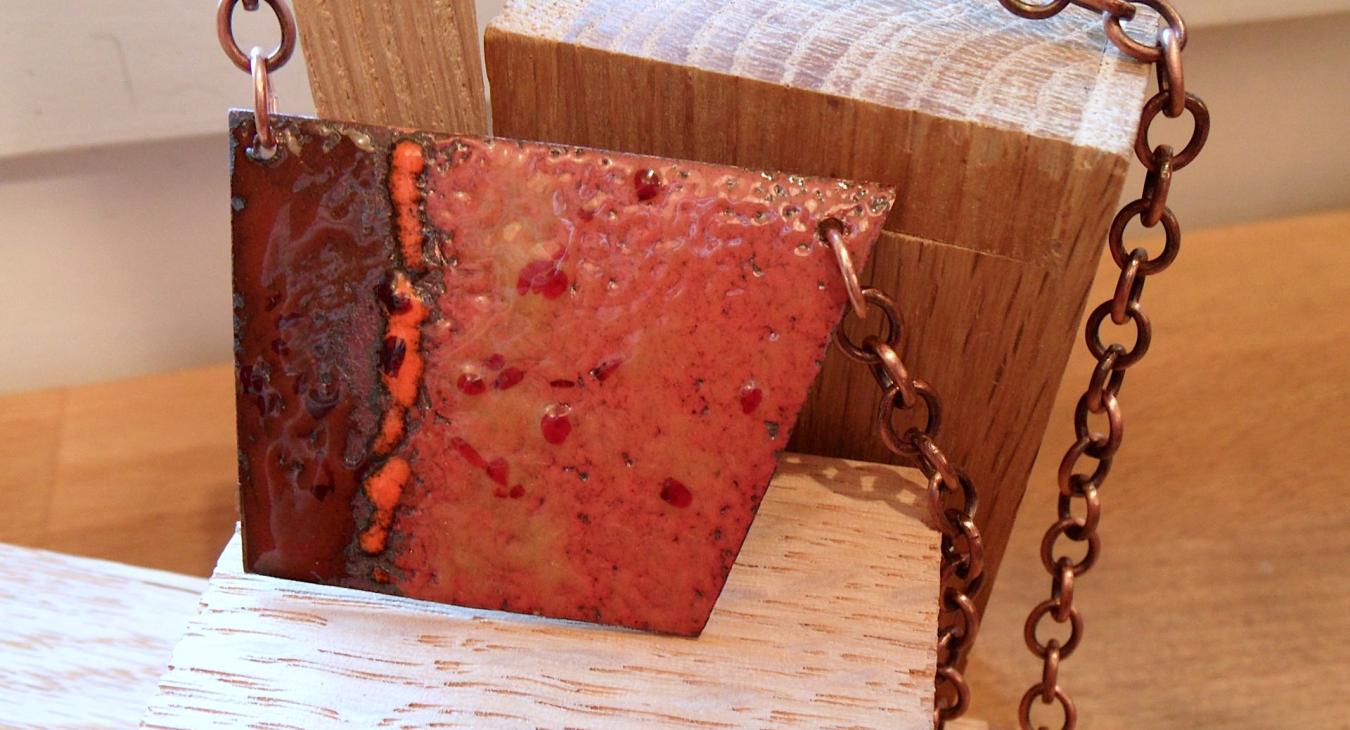 Copper enameled pendant