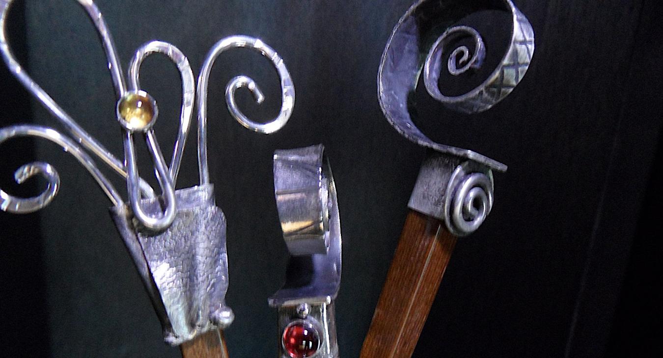 Hair sticks with silver caps