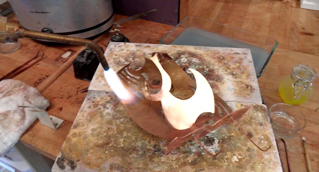 Soldering the components of the base together