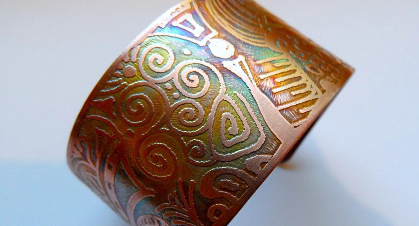A finished etched bracelet