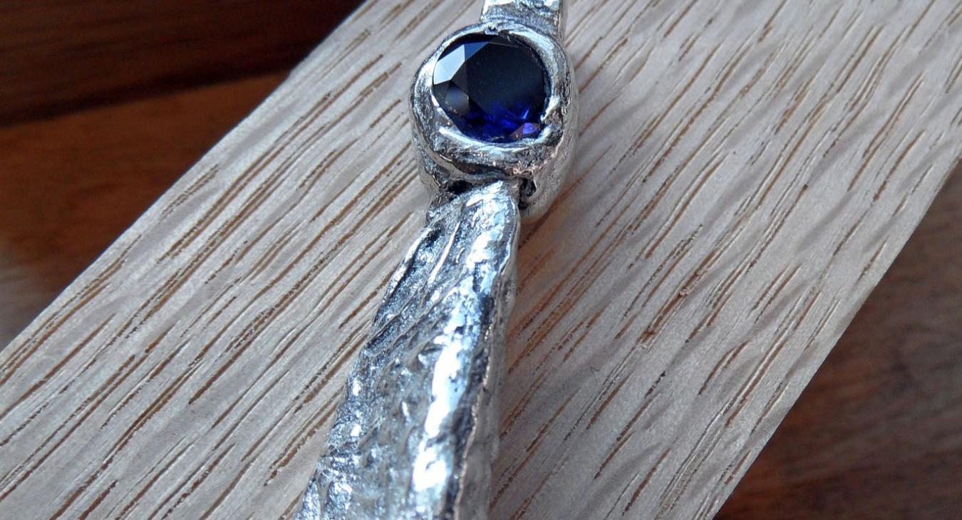 Pendant with blue stone by Amanda Manheim
