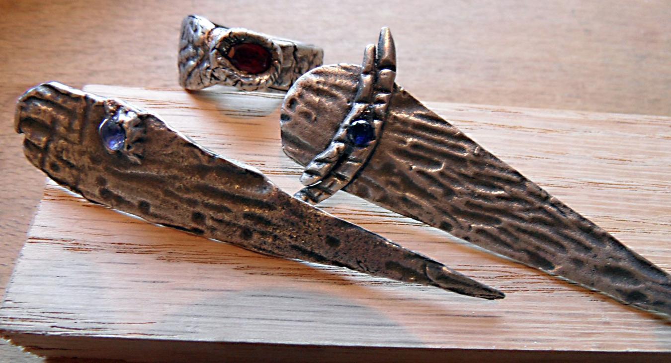 Sterlink metal clay pins and rings