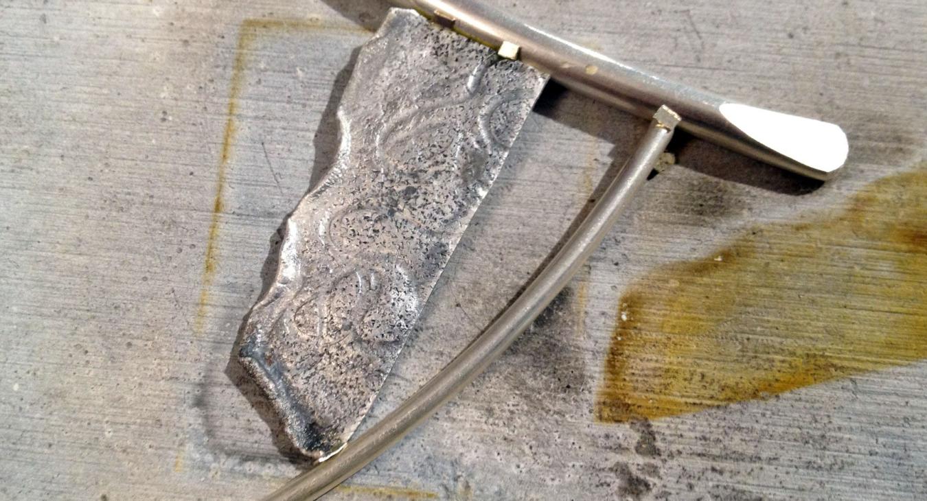 silver pendant in process