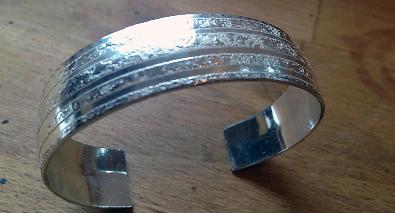 etched silver cuff bracelet
