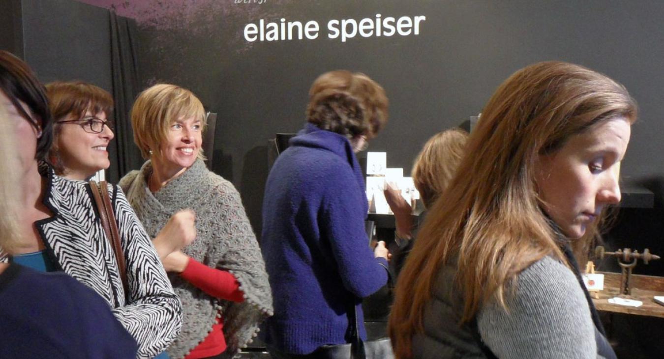 Elaine and Helena with others at the opening