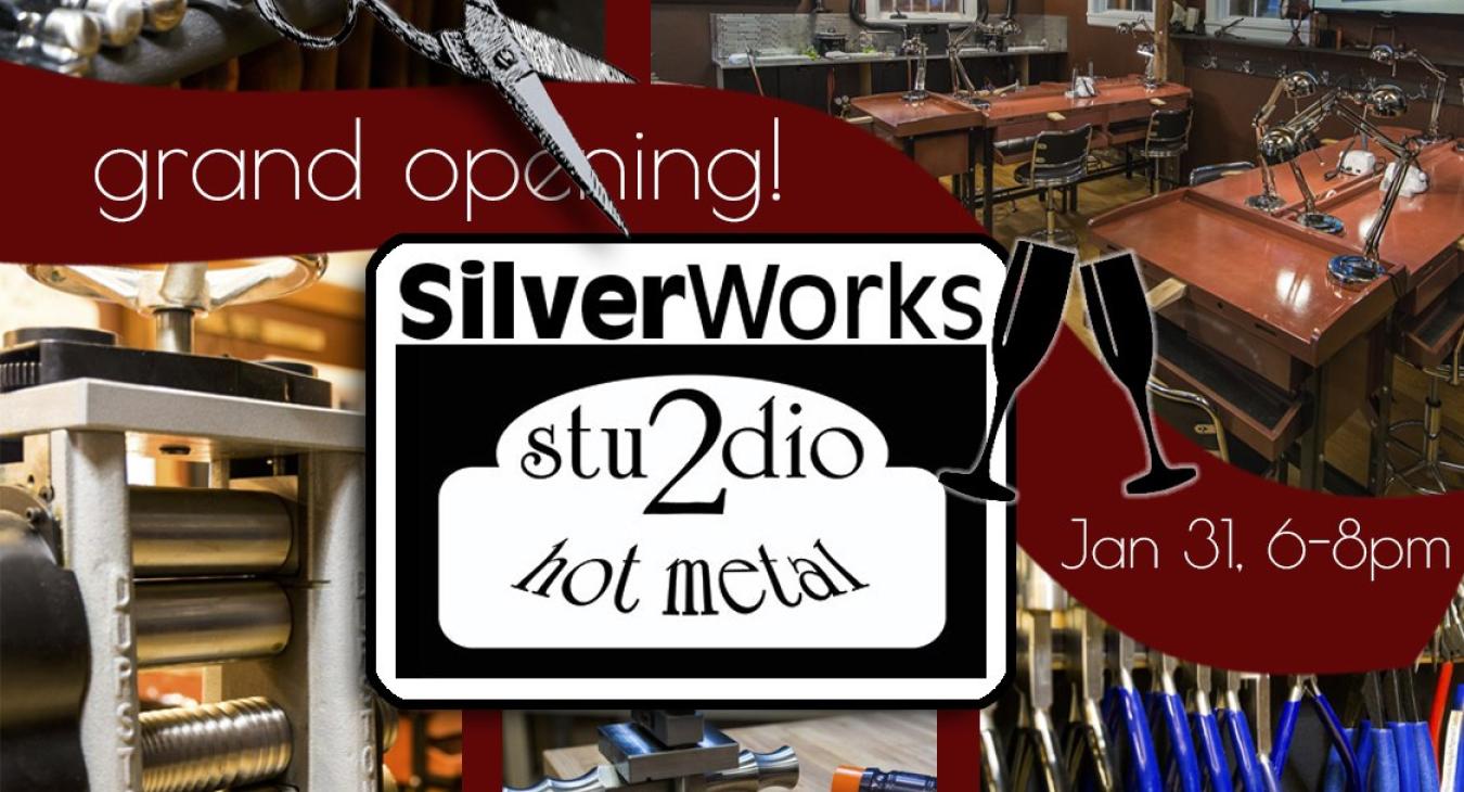 Postcard showing Studio 2 Hot Metal logo and images of studio