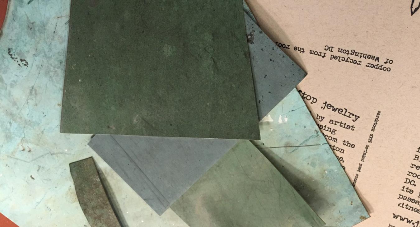 Pieces of green patina copper 