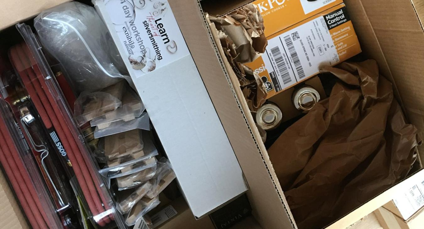 tools for classes packed in boxes