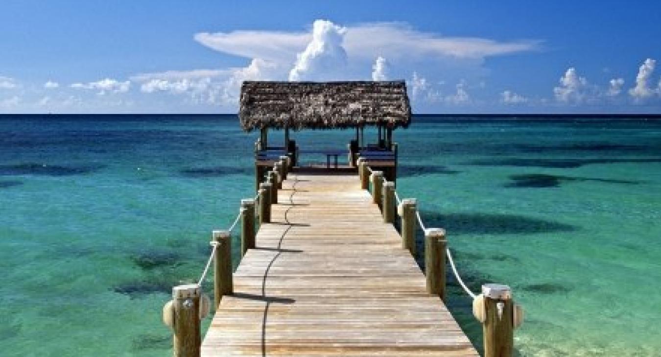 wooden plank dock in the caribbean 
