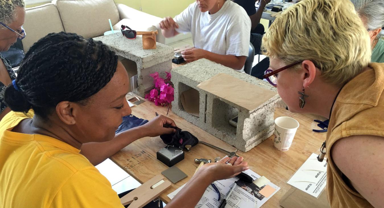 Blair helping students in the workshop