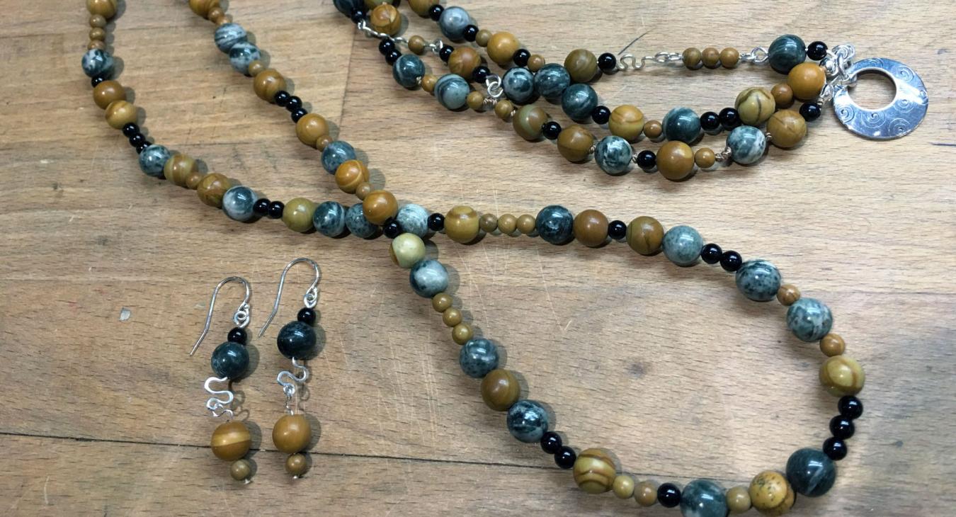 beaded necklace and earring samples