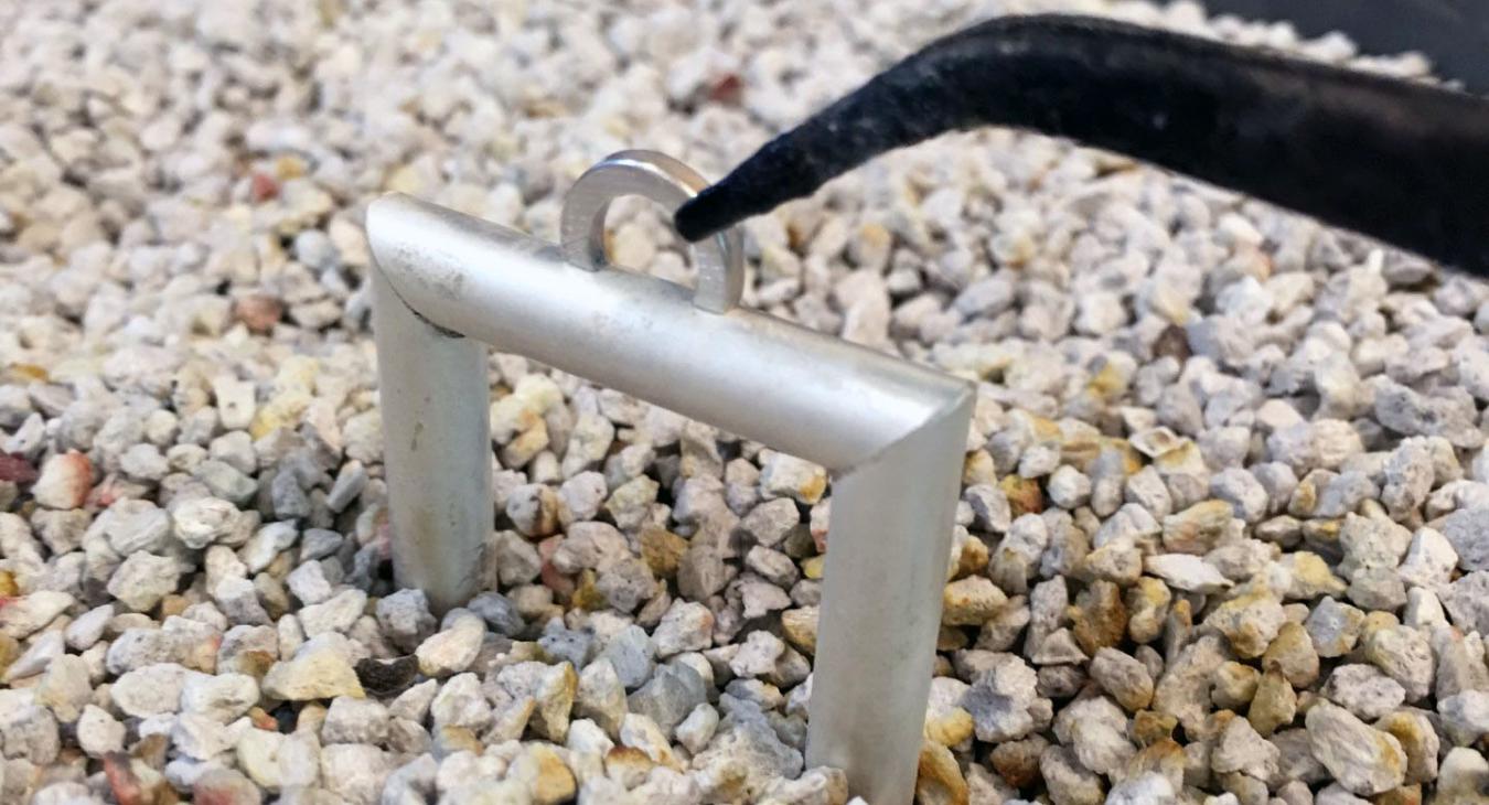 staging square piece in pumice solder pan