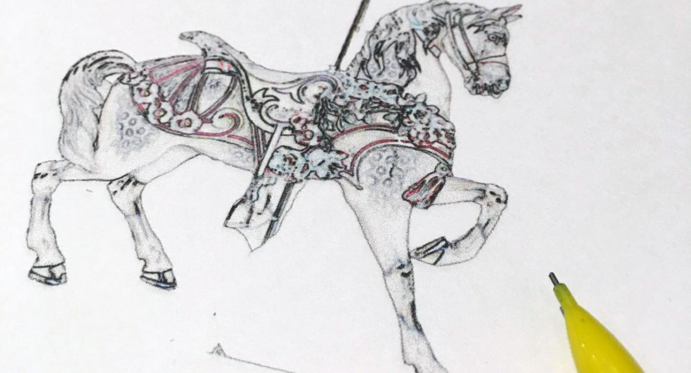 concept sketch of carousel horse