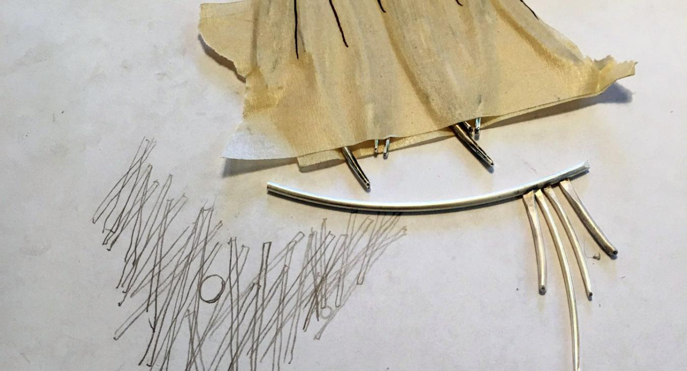 wires for piece covered in masking tape