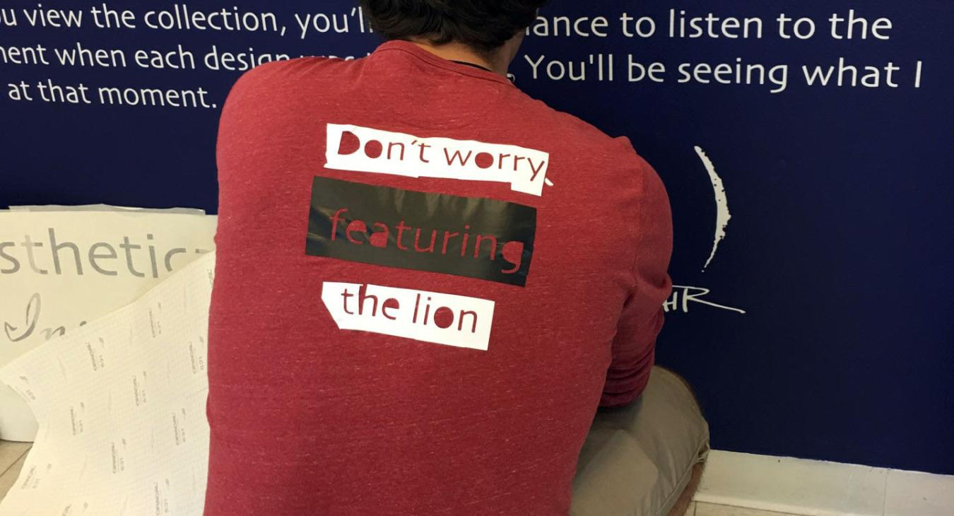 the "weeding" leftovers from vinyl text stuck to crispin's back