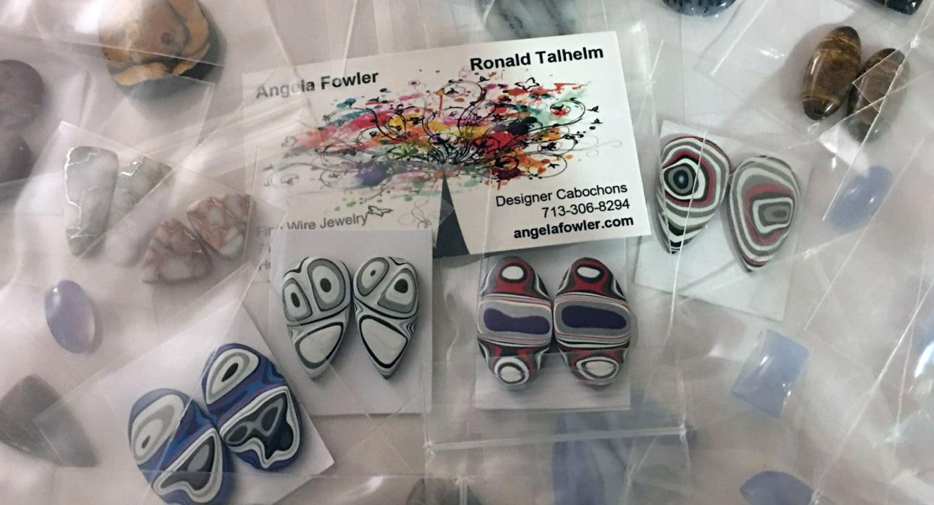 stones in packets next to company card