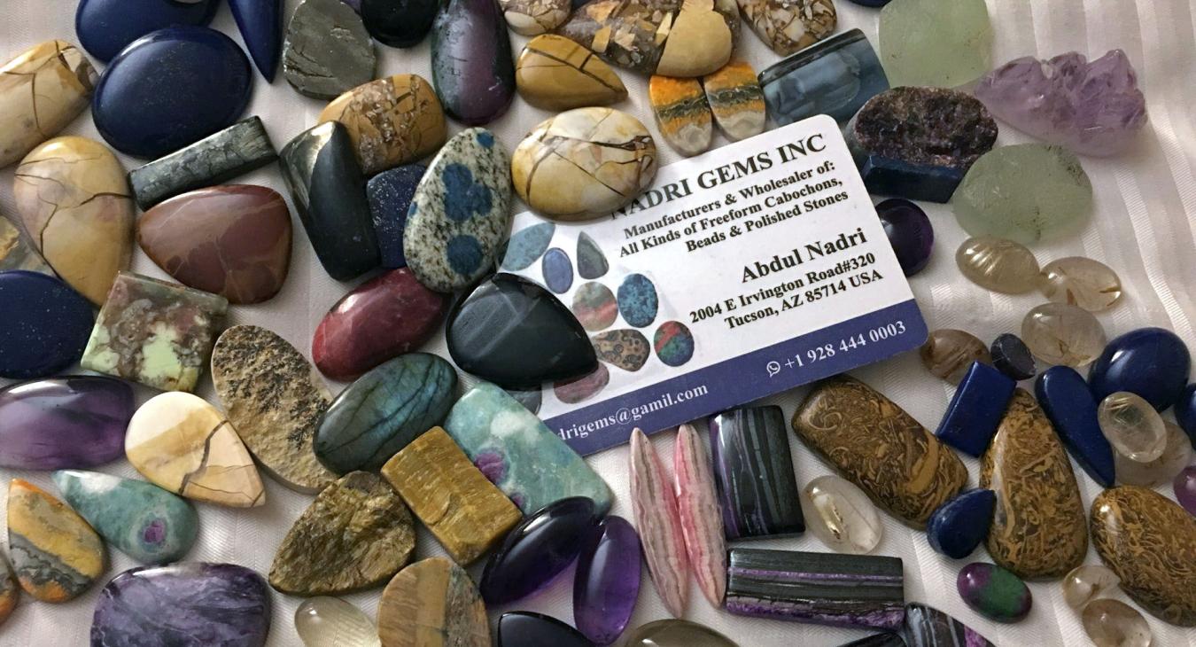 wide variety of stones next to company card