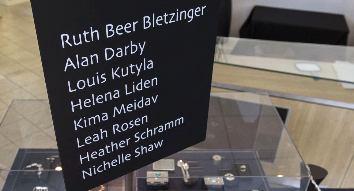 Sign displaying faculty names above works