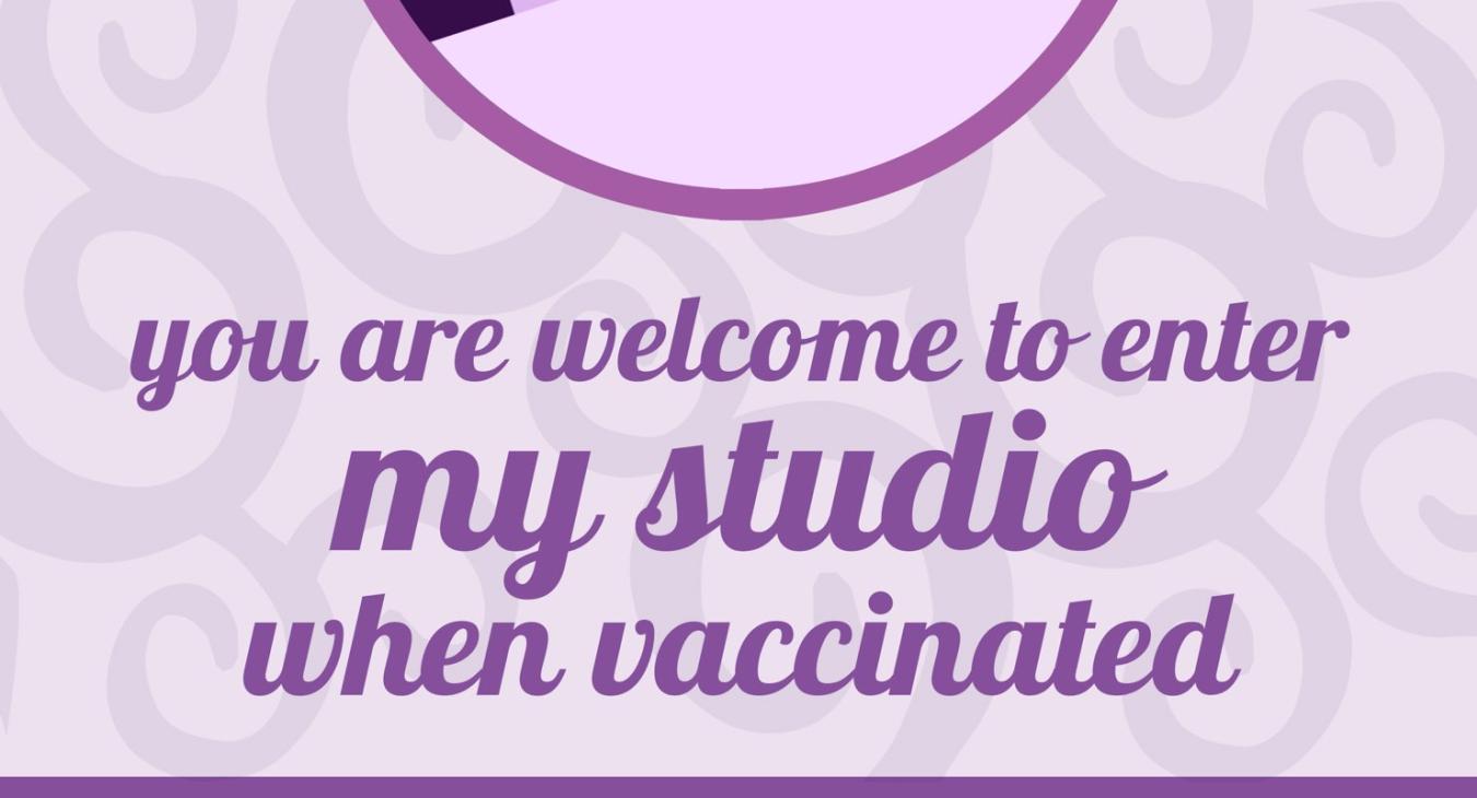 purple sign with vaccination rules