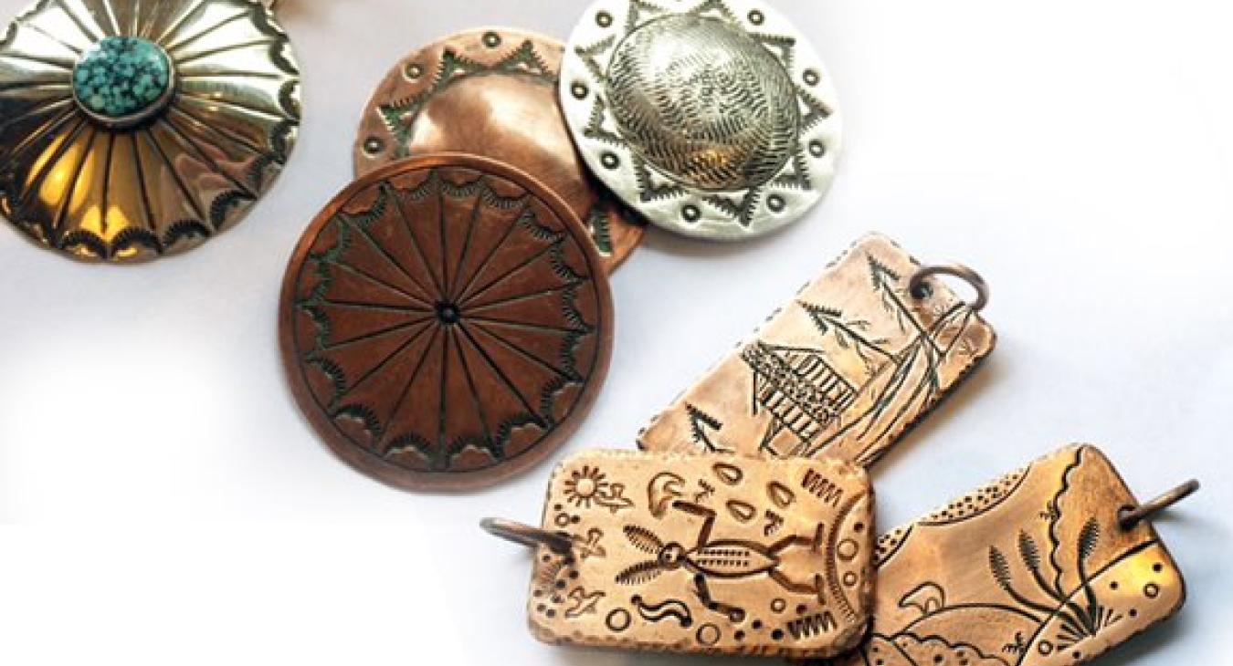 copper stamped pendants and key fobs