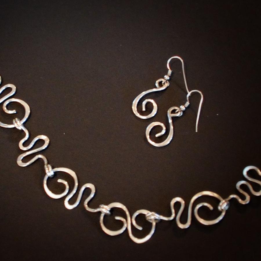 Swirl necklace and earrings