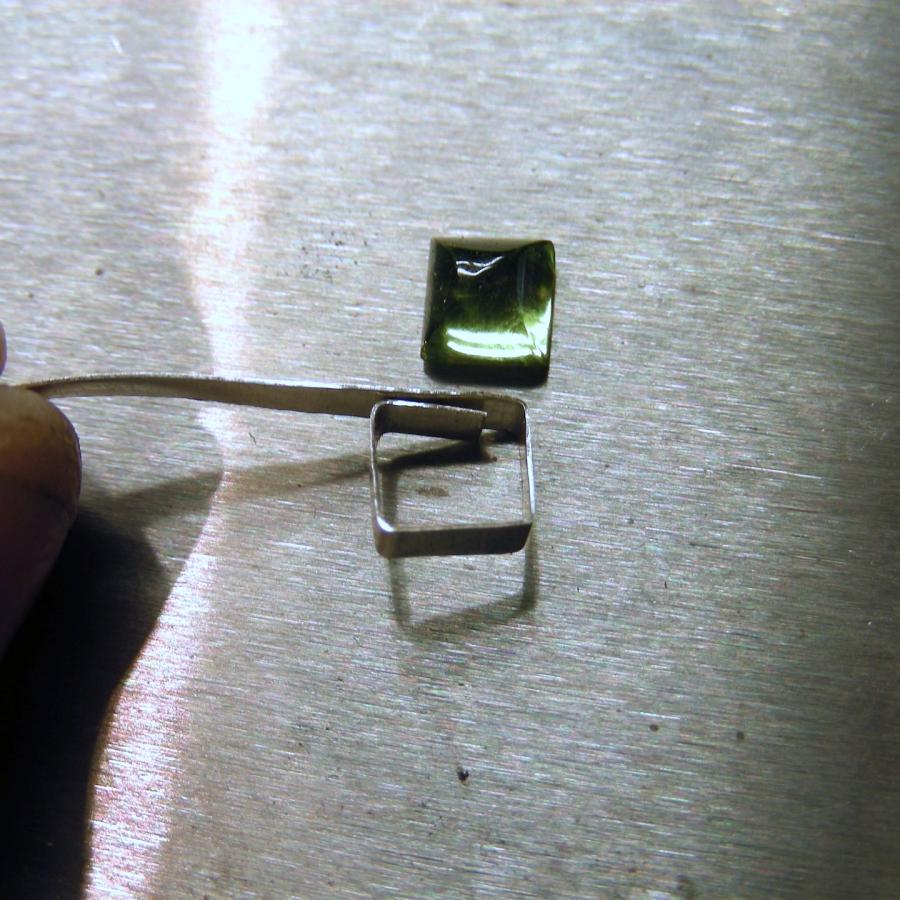 Forming the square bezels for the peridot