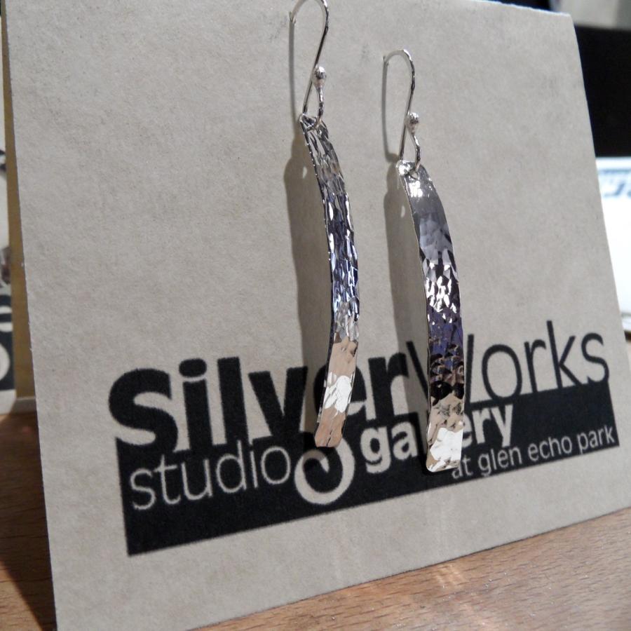 Silver hammered texture earrings