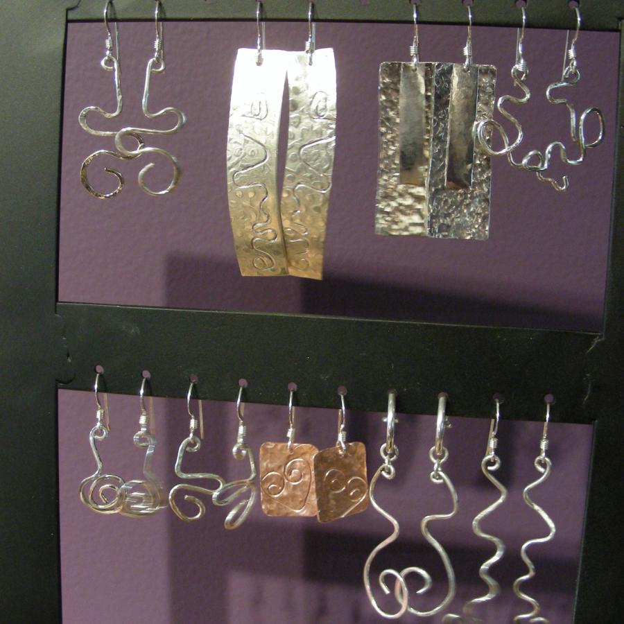 Student earrings on display
