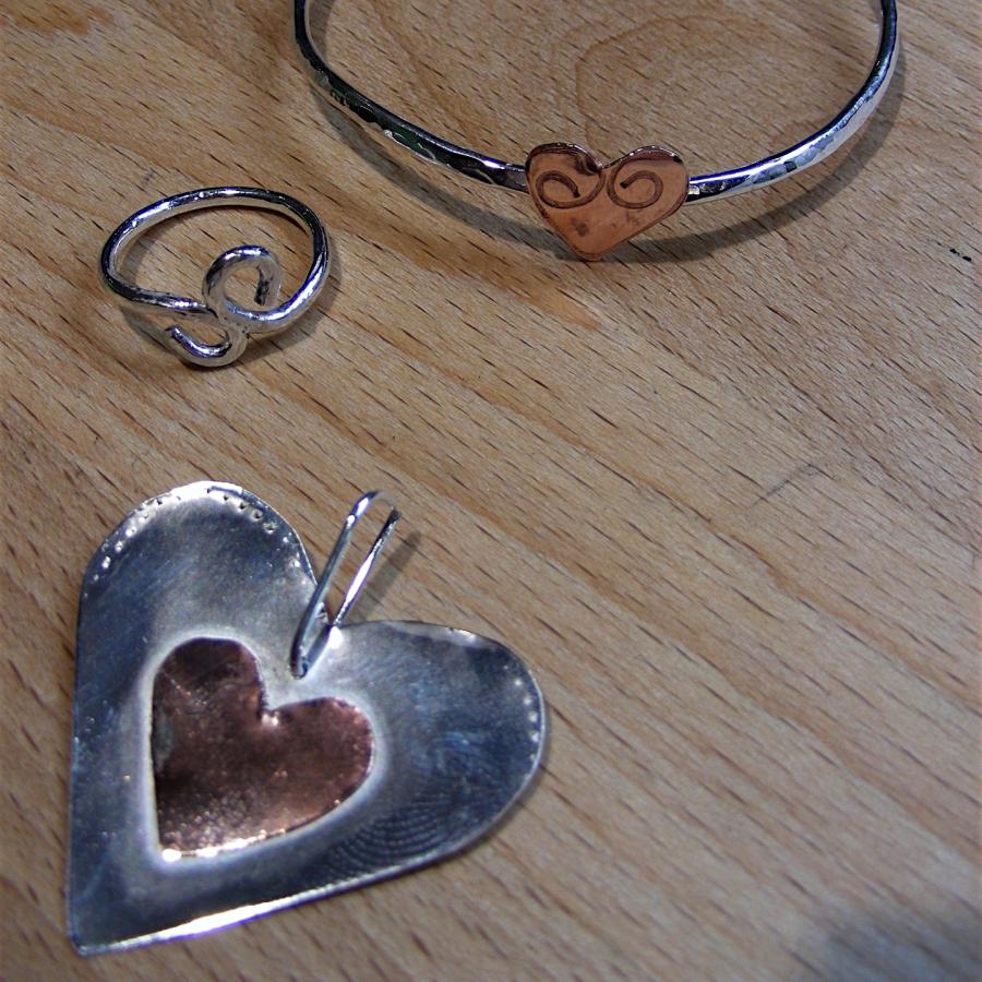 Heart bracelet ring and pendant