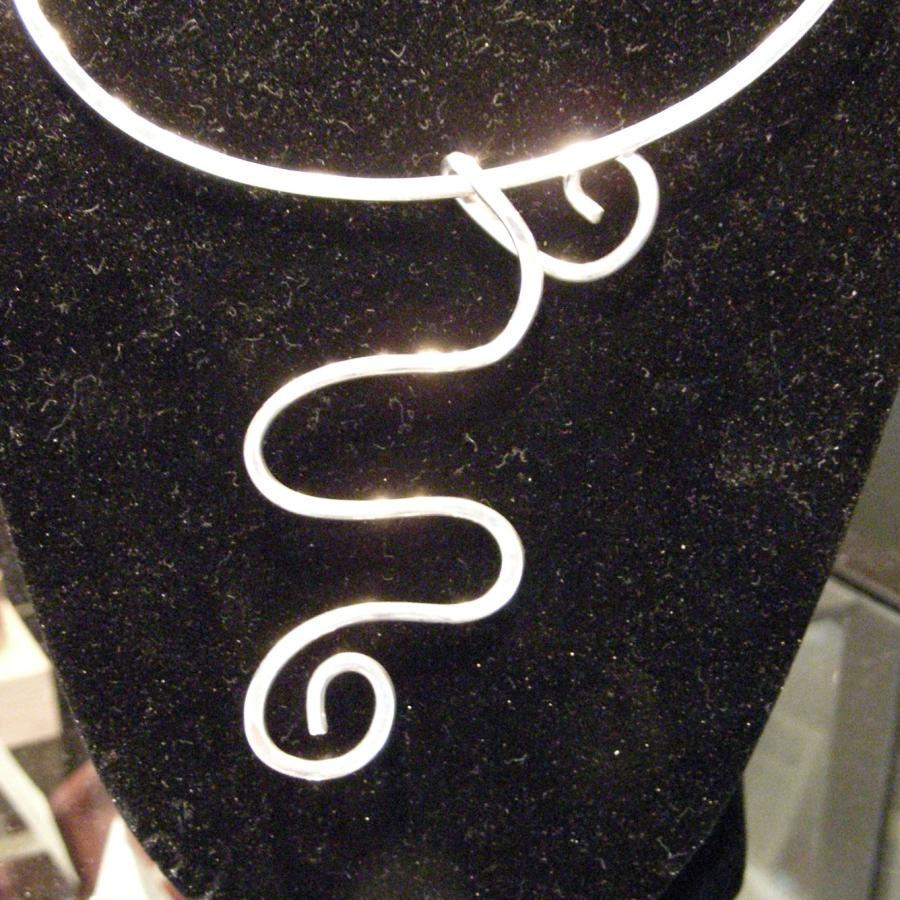 Silver forged twist pendant