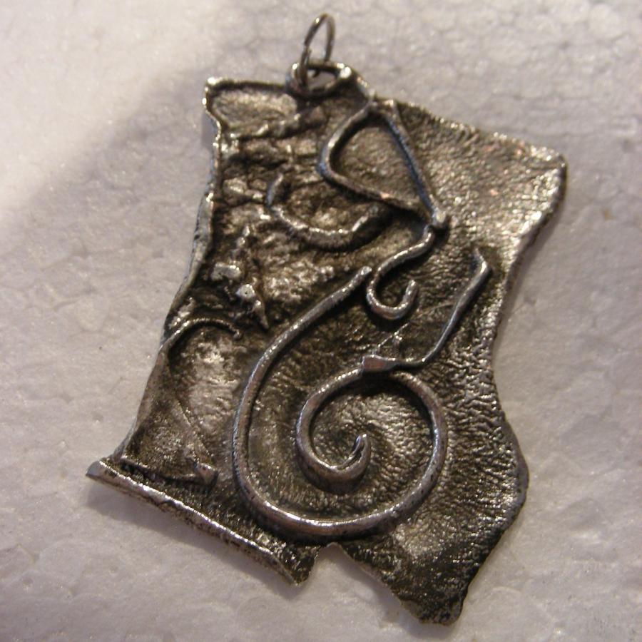 Oxidized silver fusion pendant