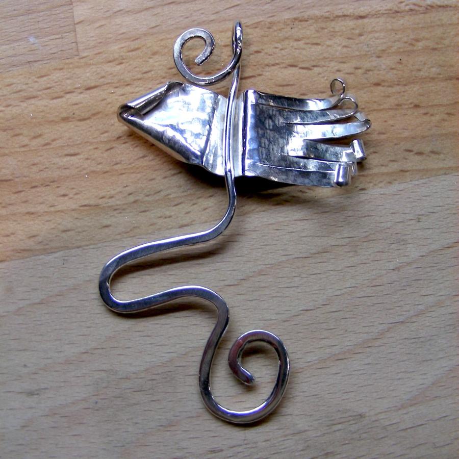 Sculptural silver pendant