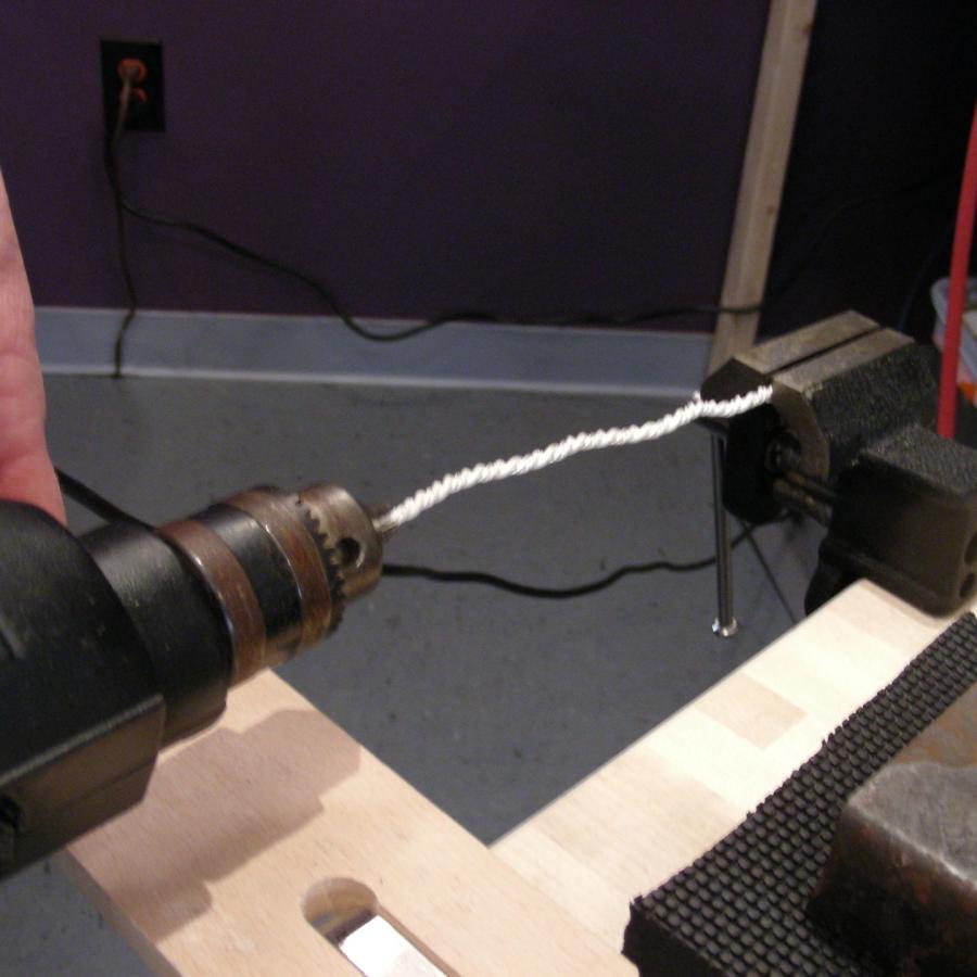 Twisting silver wire with the drill