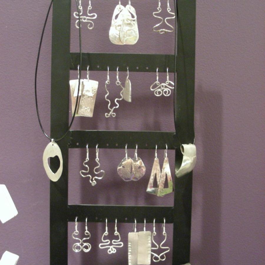 Silver twisted wire and sawed sheet earrings