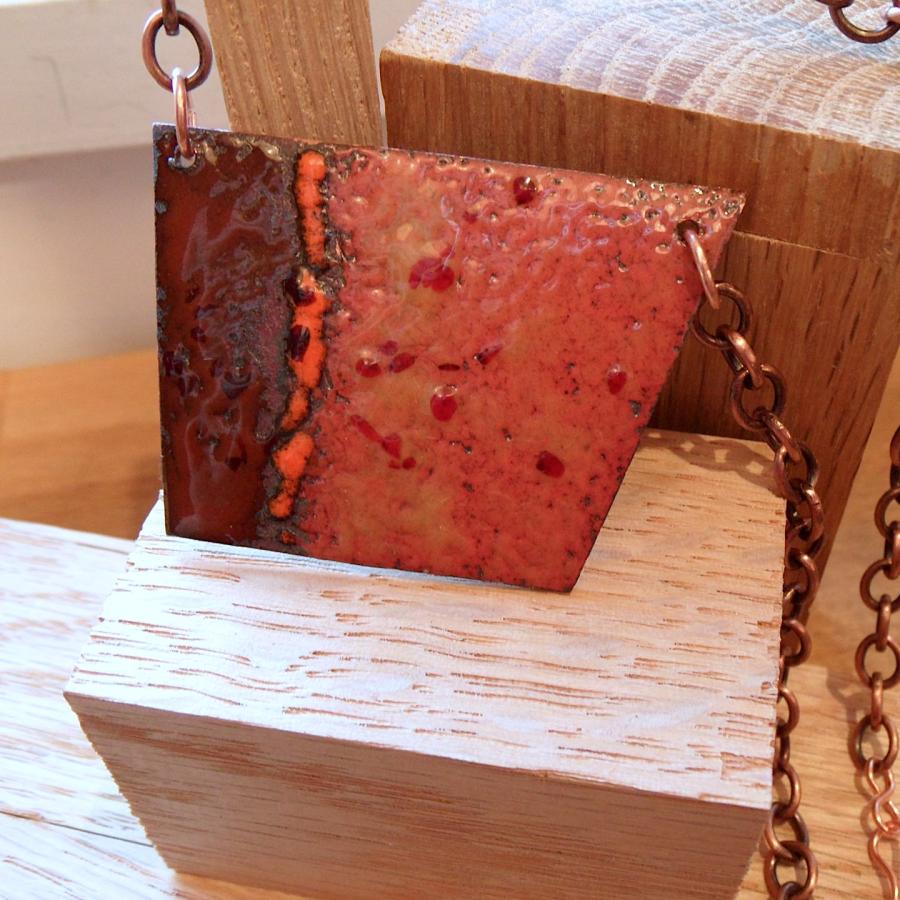 Copper enameled pendant