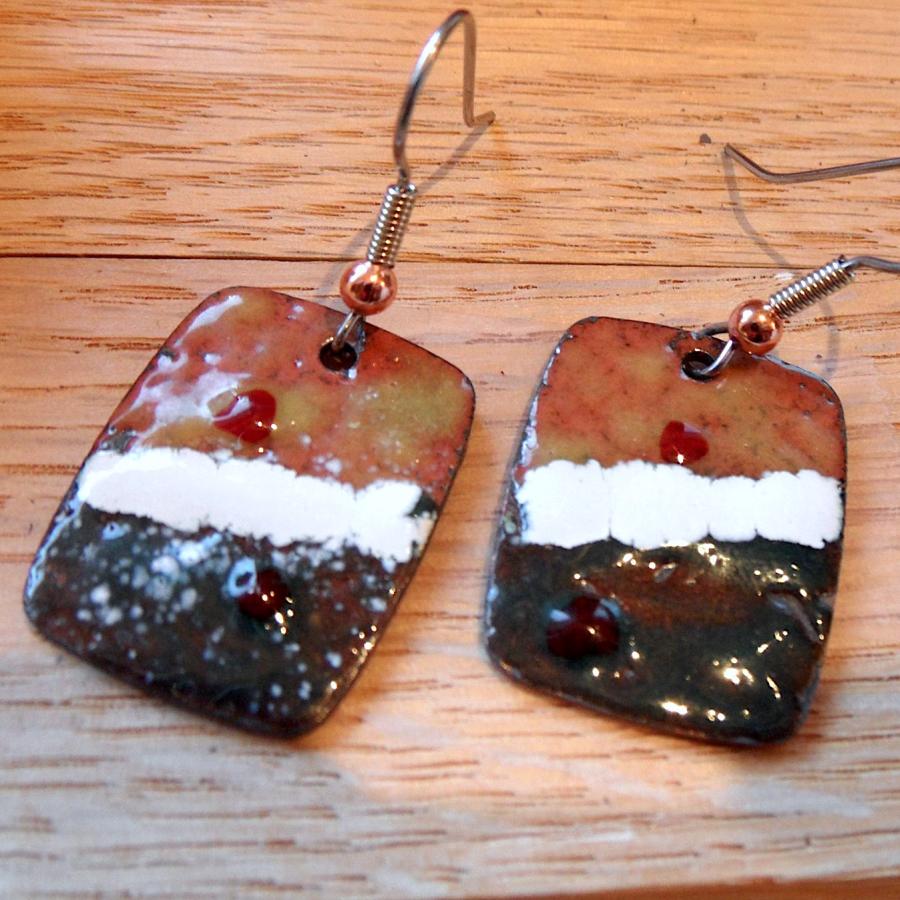 Copper enameled earrings