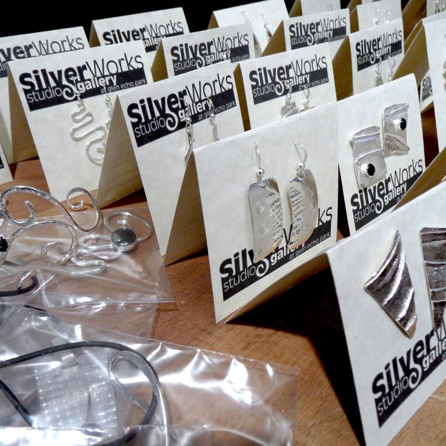Jewelry on cards ready for sale.