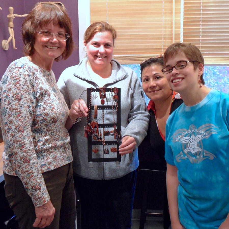 Students with their projects