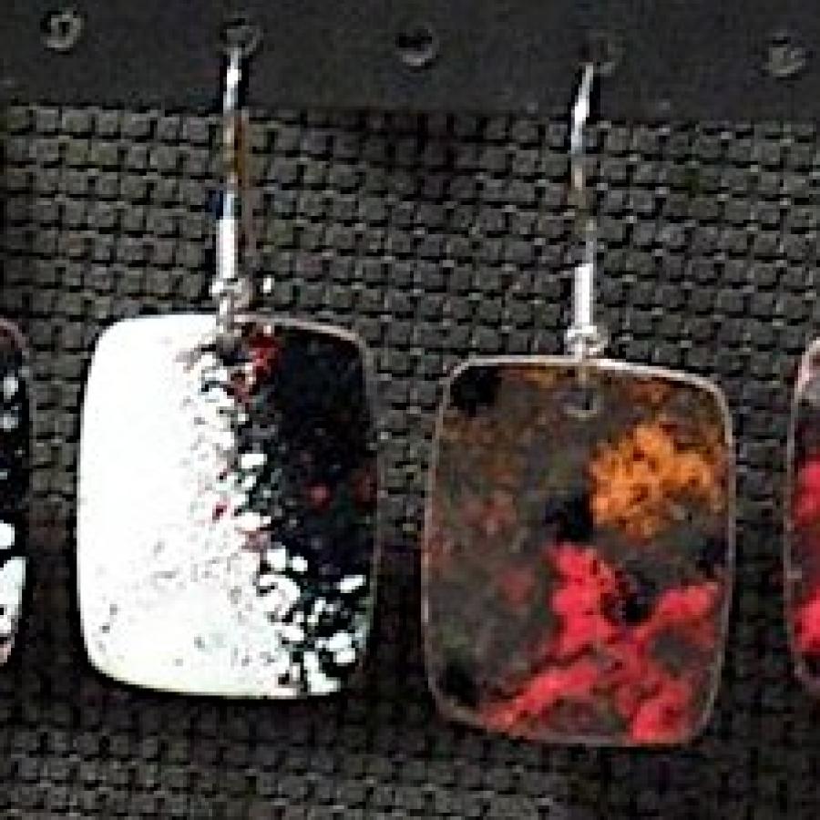 Square enameled earrings