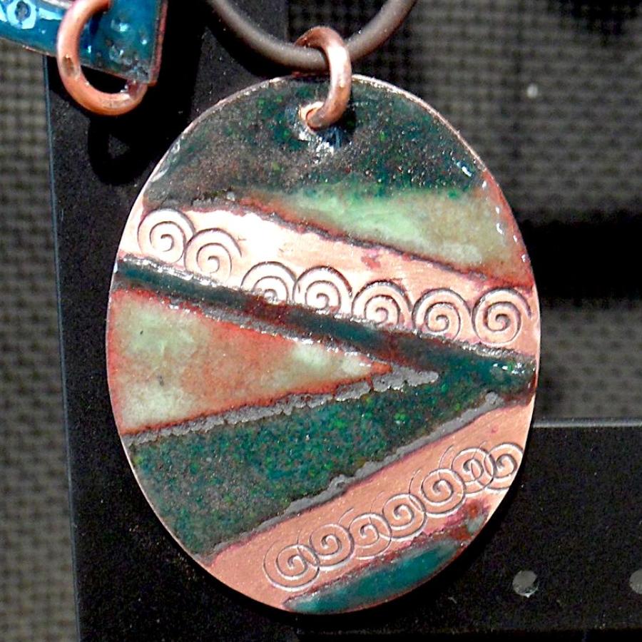 Enameled copper pendant by Ilona