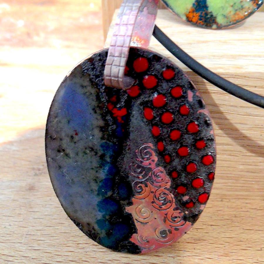 Enameled copper pendant